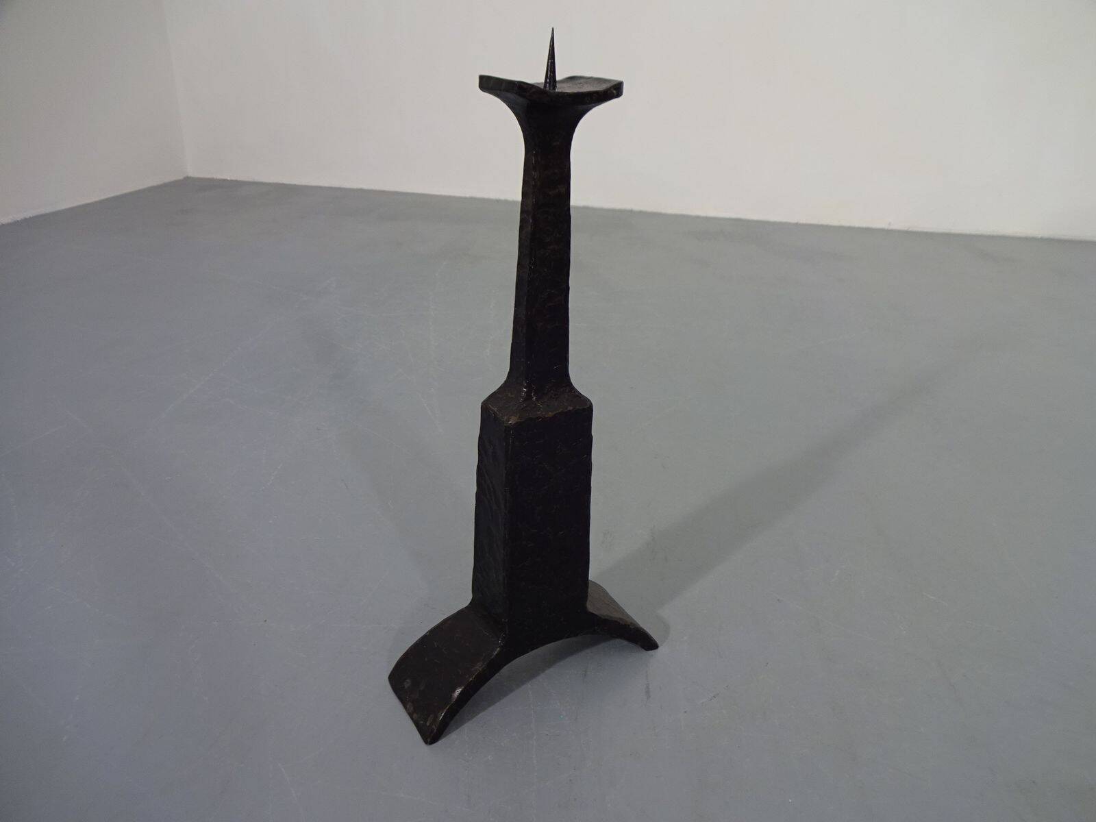 Brutalist Sculptural Iron Candleholder, 1960s