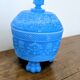 Blue moulded opaline bonbonnière, first half of the 20th century.