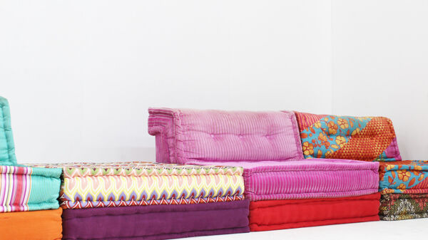 Canapé Mah Jong Roche Bobois design Kenzo Takada par Hans Hopfer, ensemble de 11.