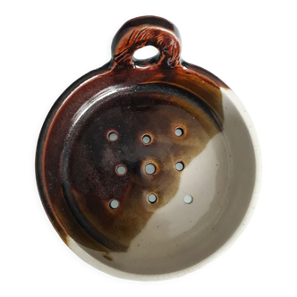 Vintage glazed stoneware ceramic soap holder