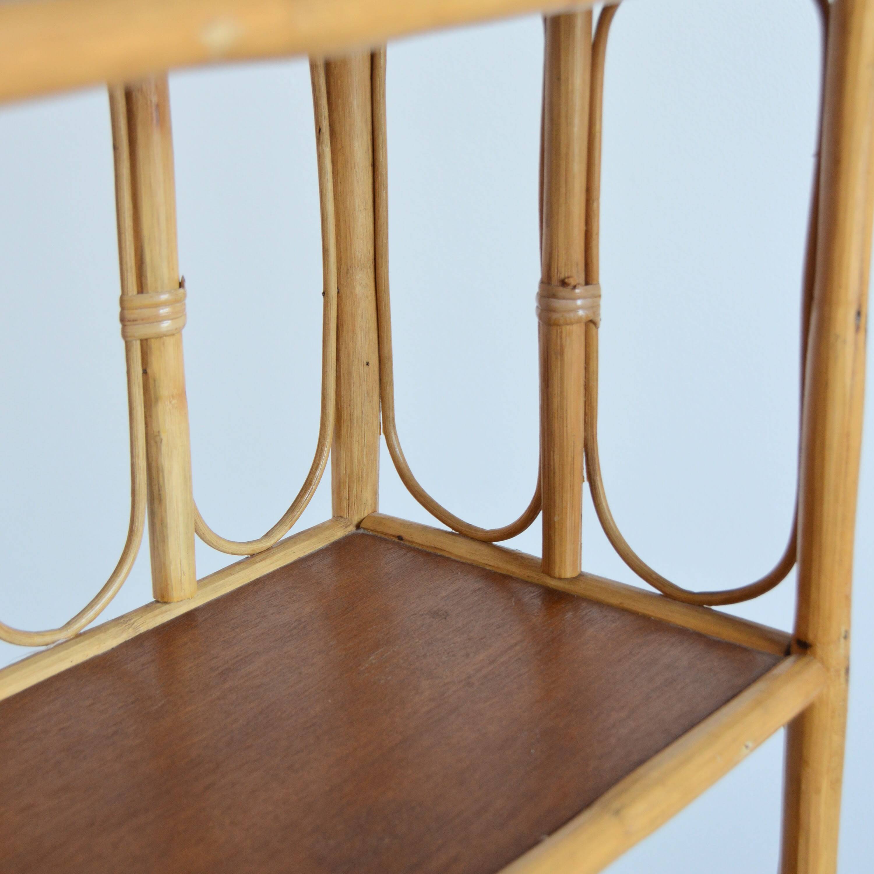 Library / Free-standing shelf in bamboo and rattan 1960s