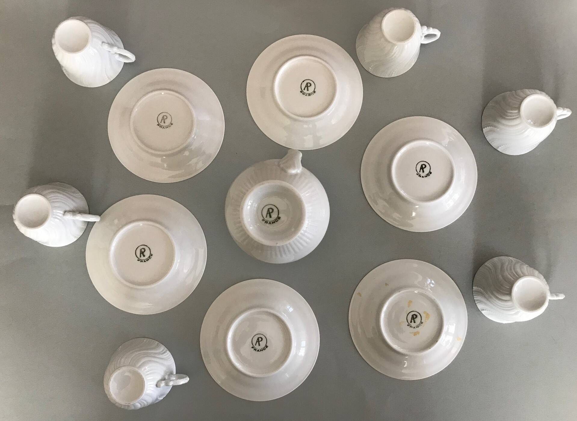 Fine white porcelain coffee service