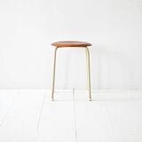 Tabouret scandinave en métal et teck, années 60