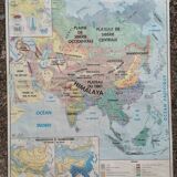 Ancienne carte MDI Asie agricole et physique vintage