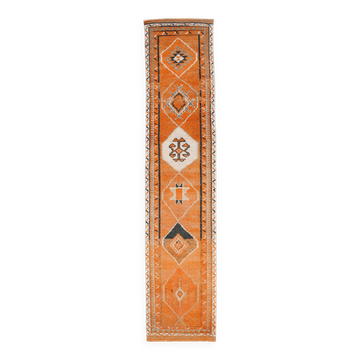 Tapis de couloir vintage beige et orange, 83 x 383 cm