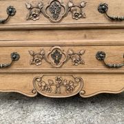 Louis XV style chest of drawers, solid raw oak, 1920.