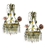 Tole Crystal Sconces Set of 2