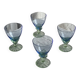 Set of 4 large blue and green glasses H14 D10