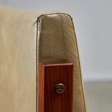 Angular, Teak Wood and Leather Chair with Copper Details, 1970s