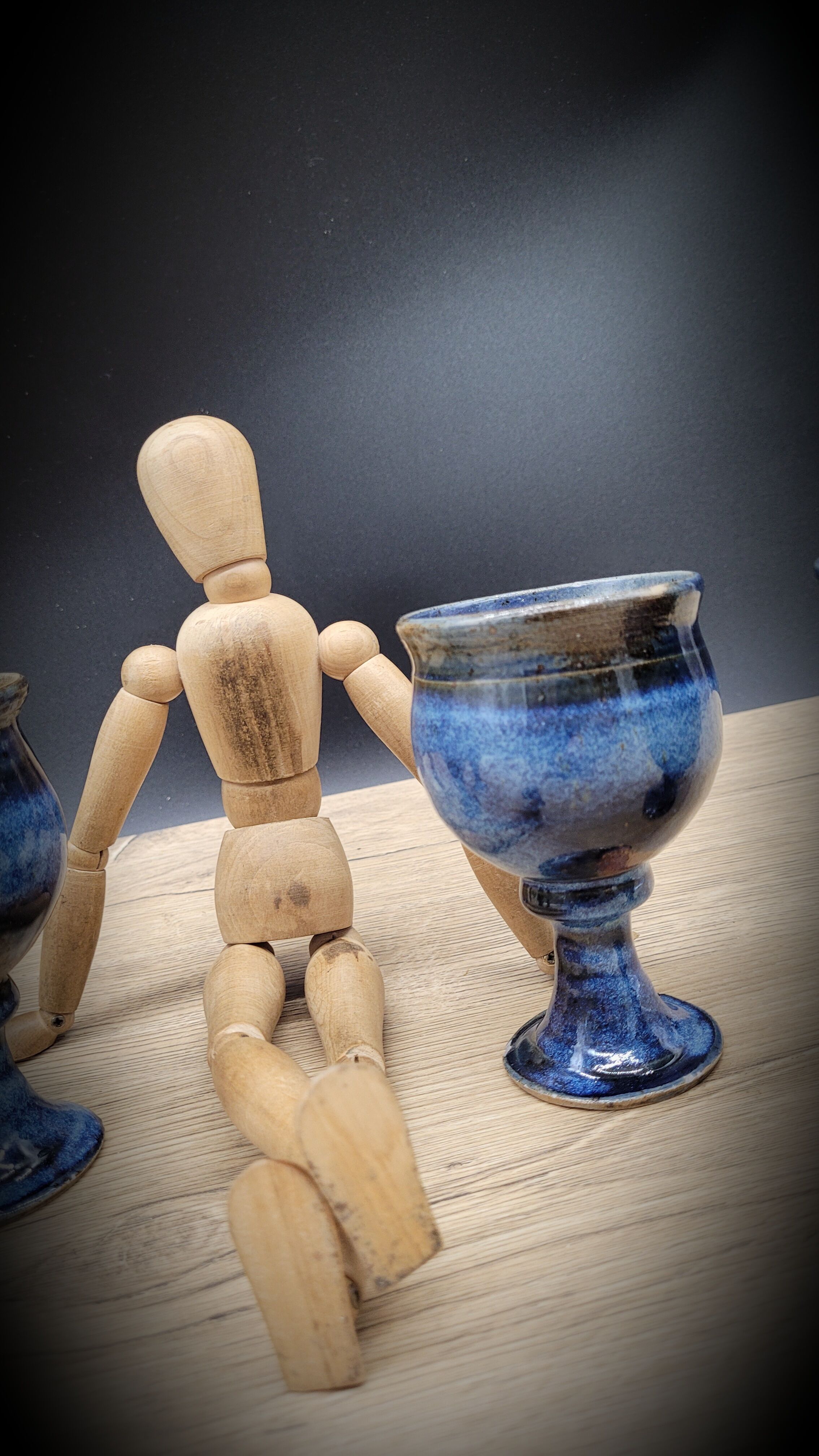 Set 4 blue sandstone cups