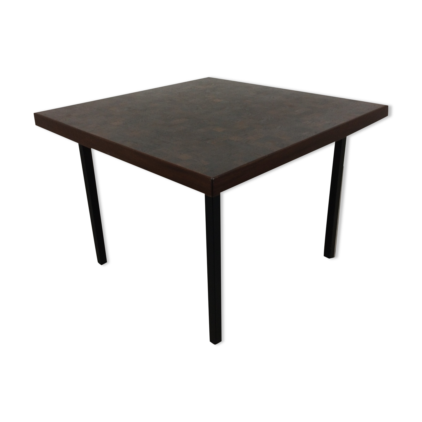 Table basse Dieter Waeckerlin en marqueterie de bois de palmier