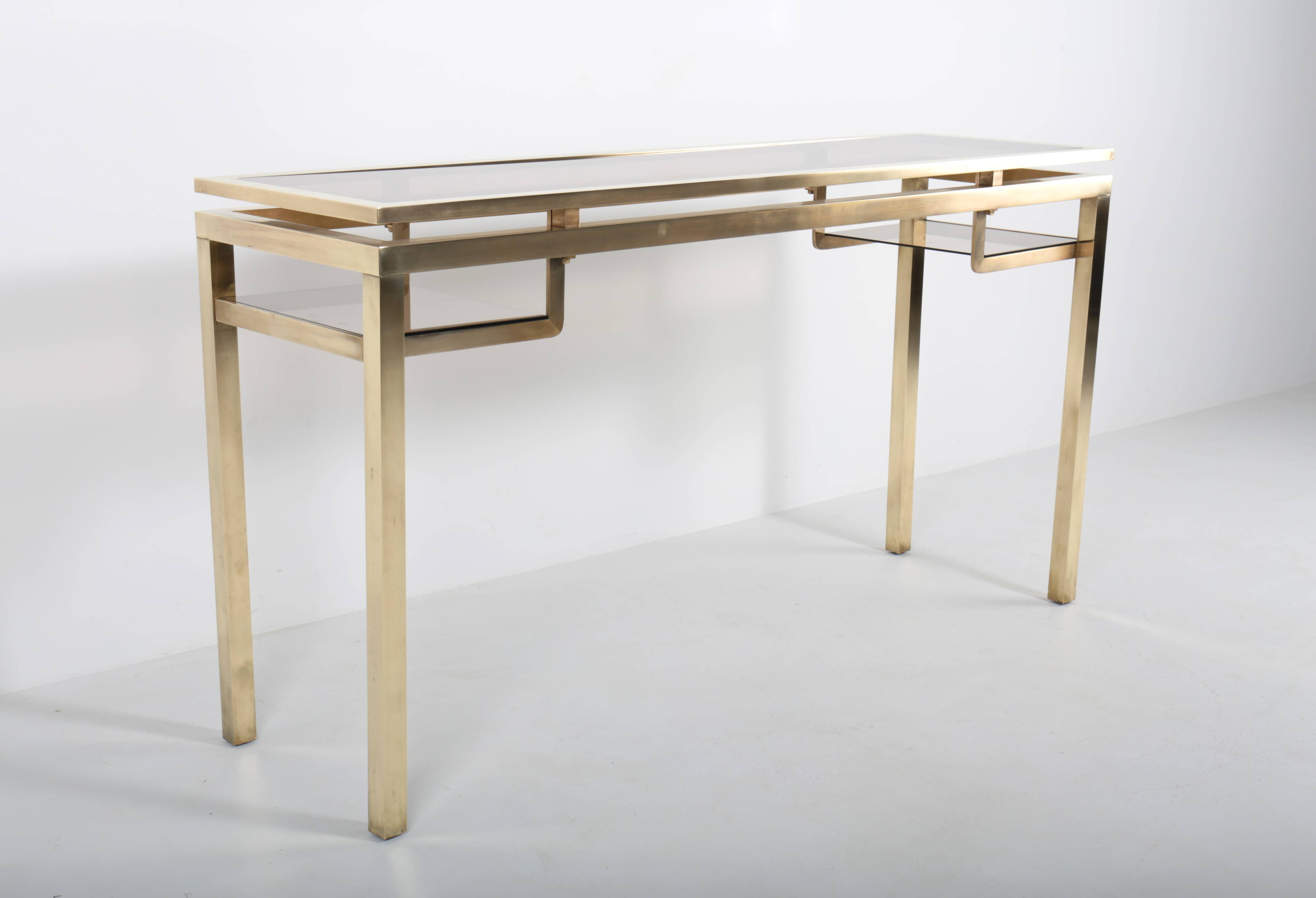Brass console by Guy Lefevre, 1970s