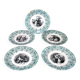 Sarreguemines set of 5 talking plates from the Bon Vieux Temps series, opaque earthenware.