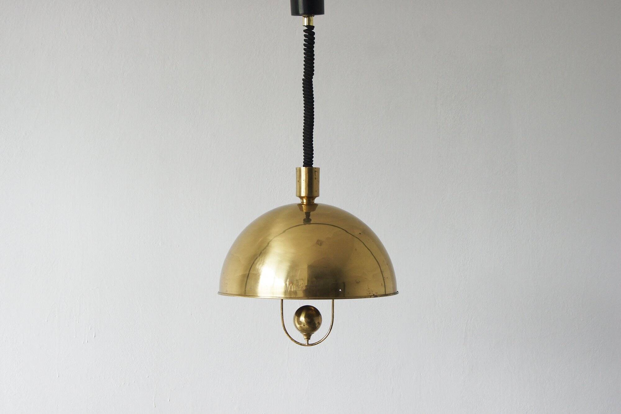 German Ceiling Lamp in Brass by Florian Schulz, 1970s