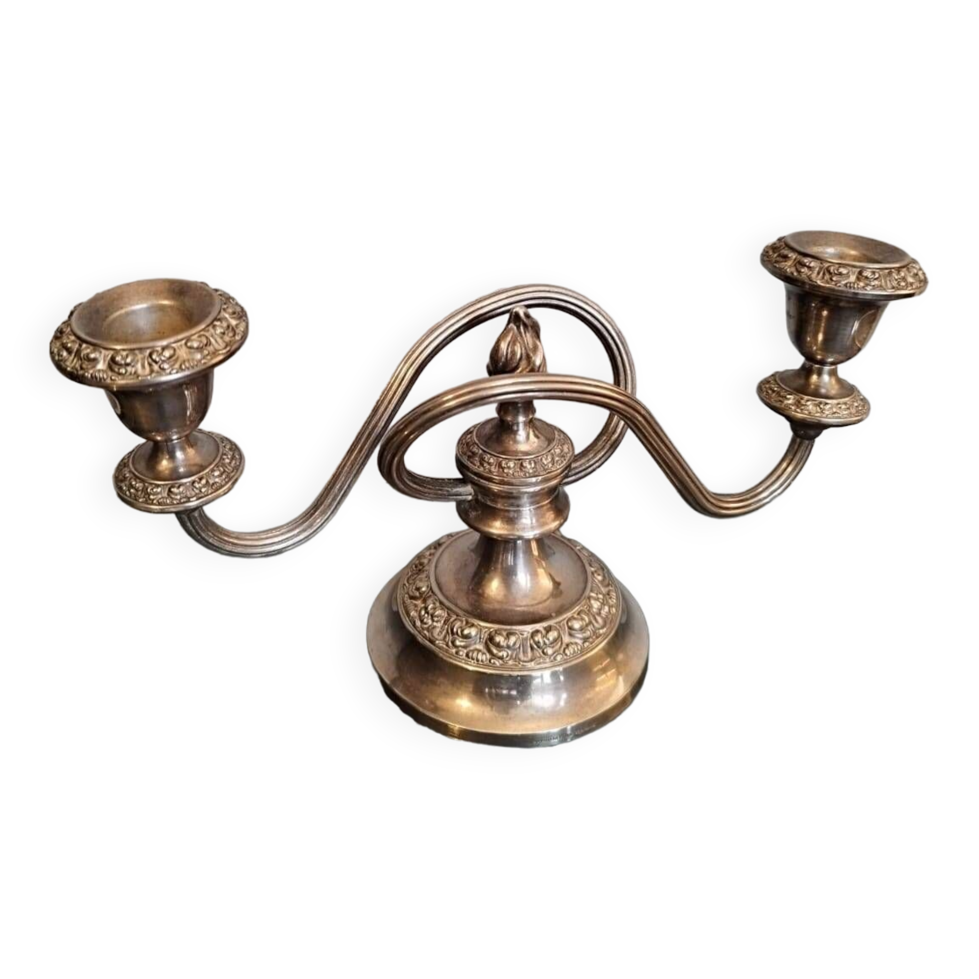 Chandelier bougeoir candélabre métal argenté Made in England marque "Ianthe"