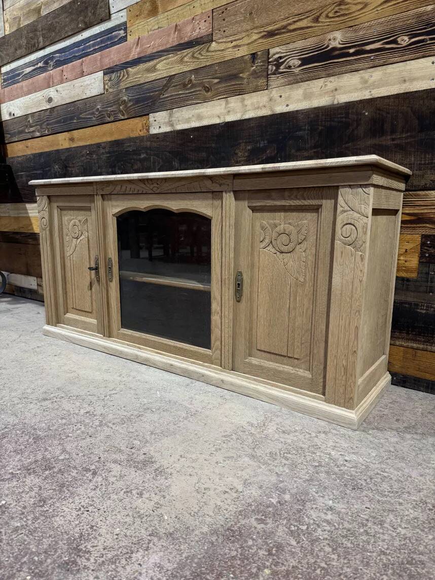 Solid oak TV cabinet - 1930s