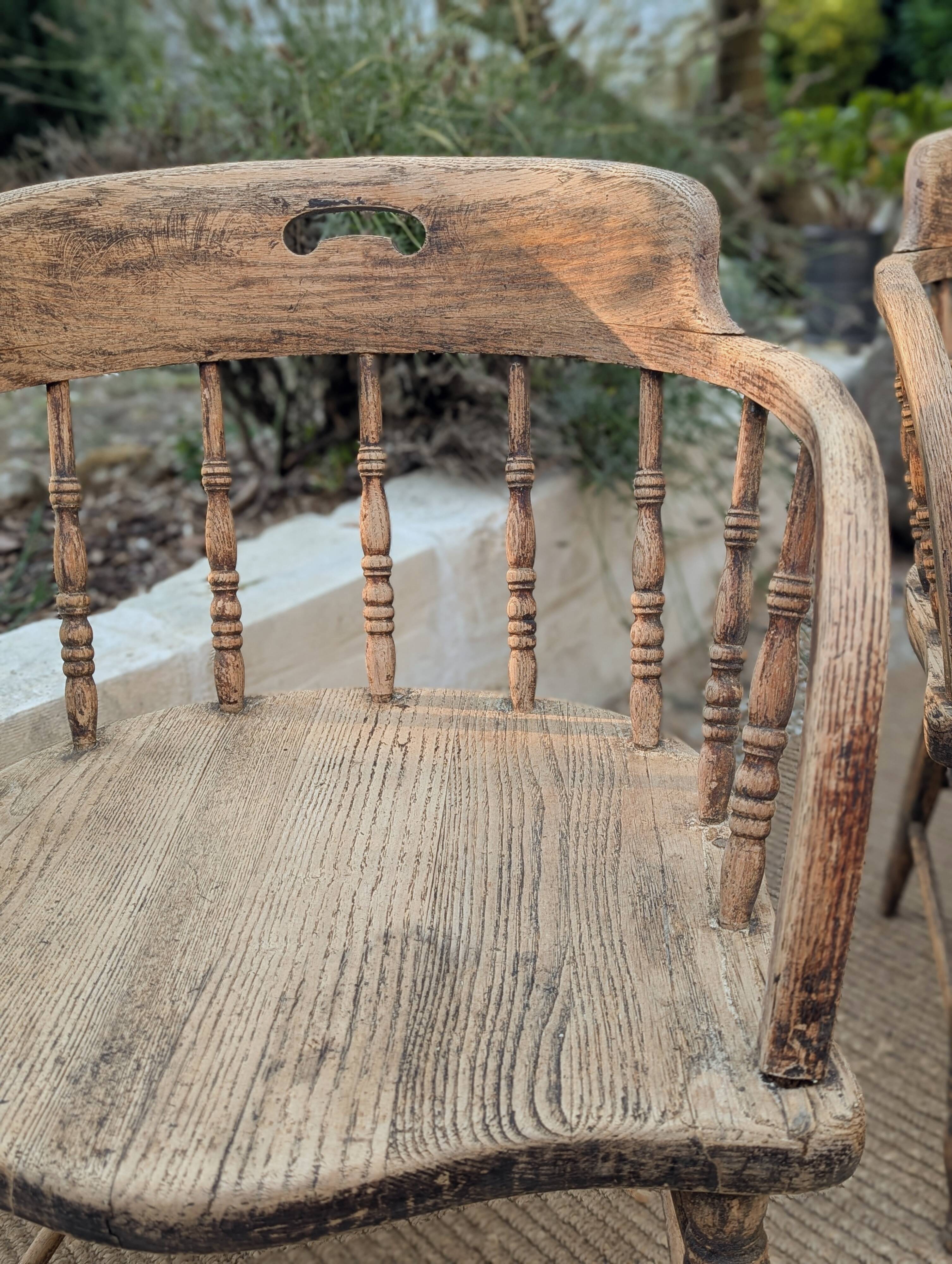 Pair of English captain's armchairs