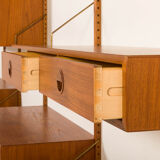 Hansen and Guldborg extra wide shelving unit in teak, 1960s