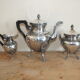 Coffee service 3 pieces old empire style in silver metal