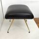 Footrest / stool 1960s with tapered gold legs & faux leather seat