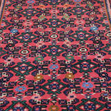 Long Red Wool Vintage Persian Runner Rug Handwoven Oriental Carpet- 80x475cm