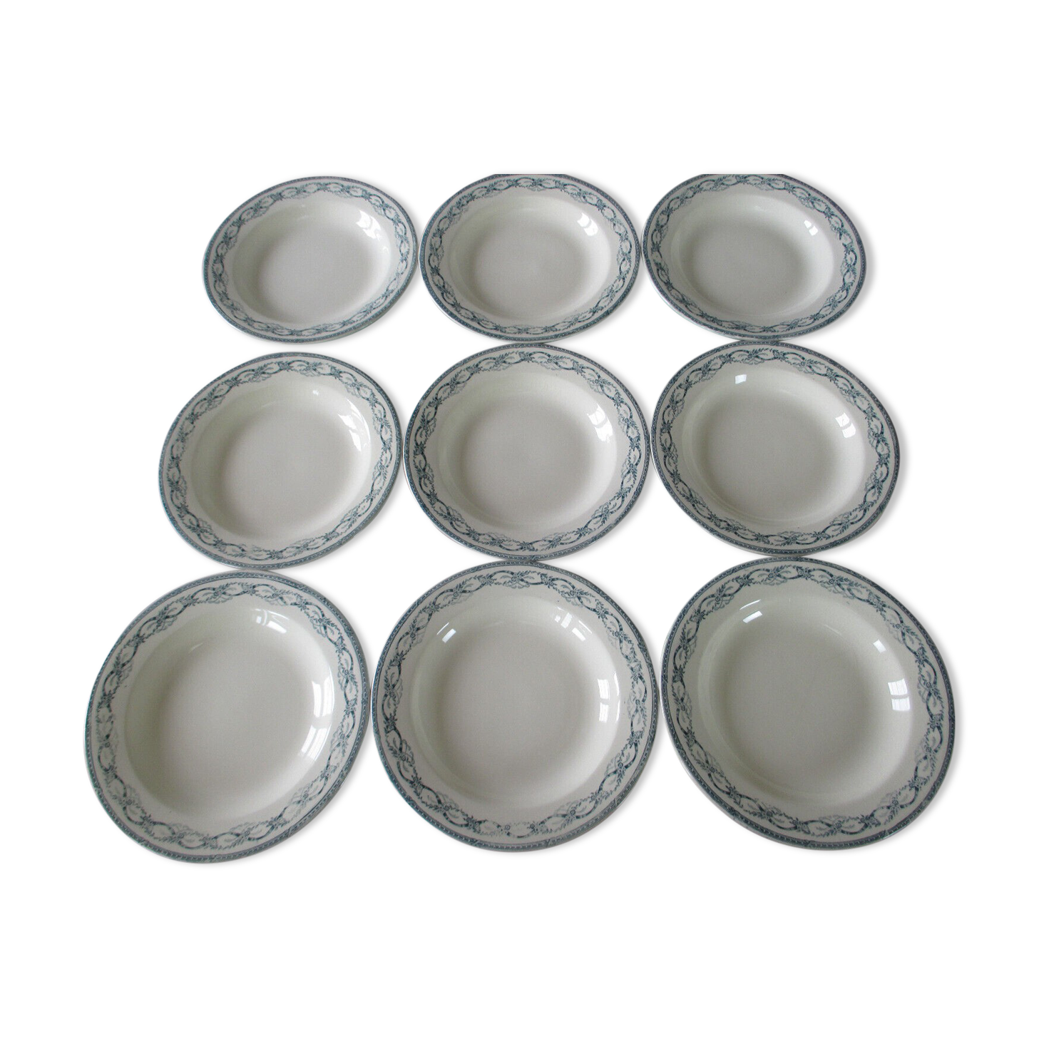 9 hollow plates Salins Récamier terre de fer