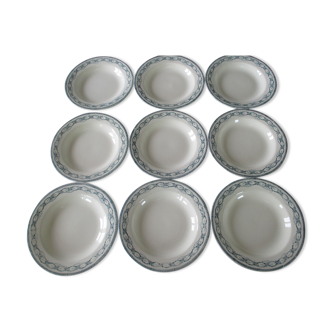 9 hollow plates Salins Récamier terre de fer