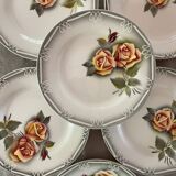 6 Digoin Sarreguemines Adele dinner plates 1940s 1950s