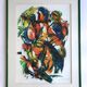 Composition abstraite orange et verte, gouache sur papier, 1989