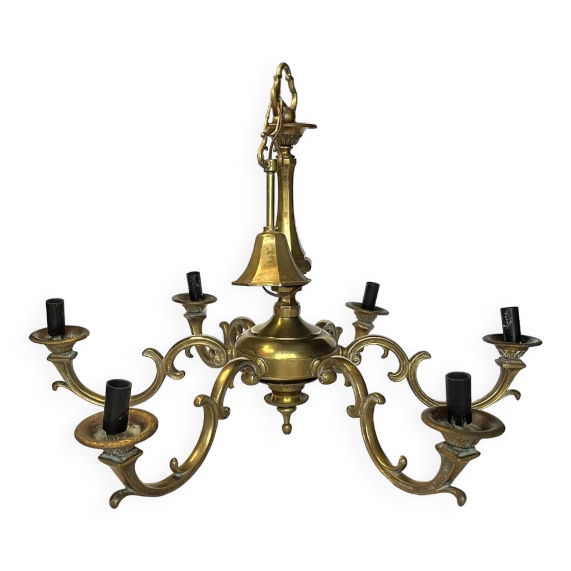 Vintage 6-arm copper chandelier