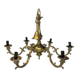 Vintage 6-arm copper chandelier