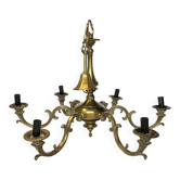 Lustre  en cuivre 6 bras vintage