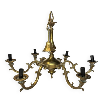 Vintage 6-arm copper chandelier