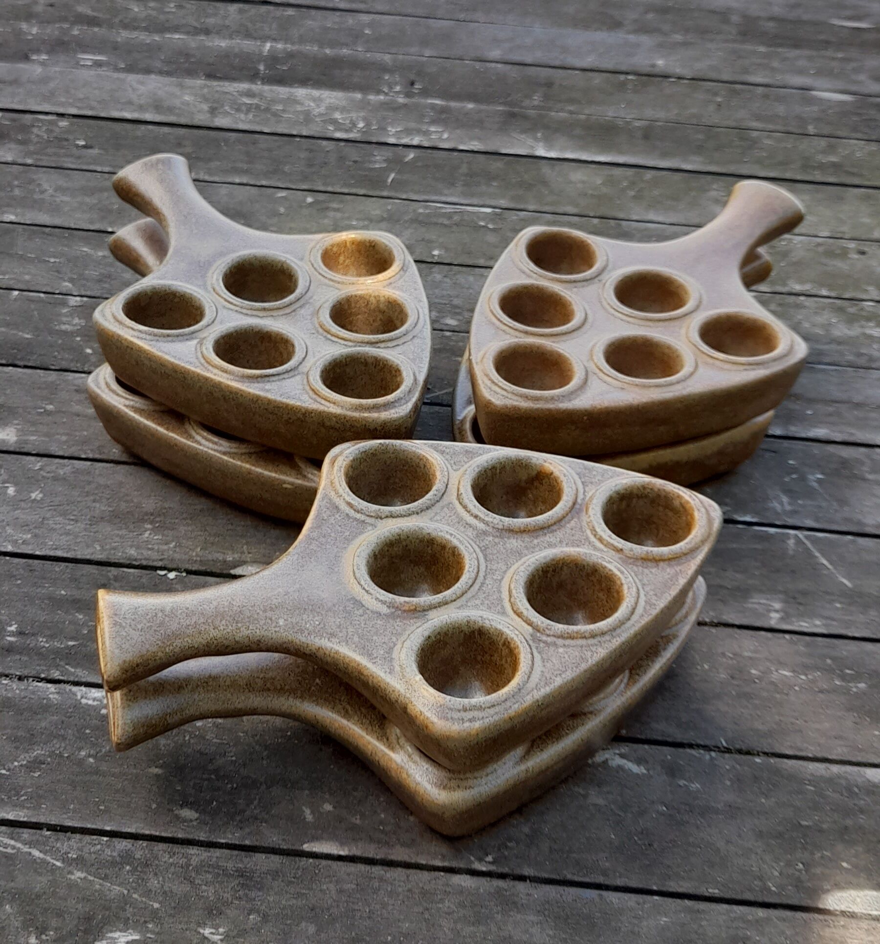 Set of 6 dishes/pans/snail pans, in Digoin Crespots sandstone - Vintage