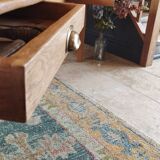 Solid oak farmhouse table, gilded and patinated, two drawers, 260 x 100 cm