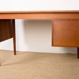 Swedish extendable teak desk, sliding unit and folding extension 1960.