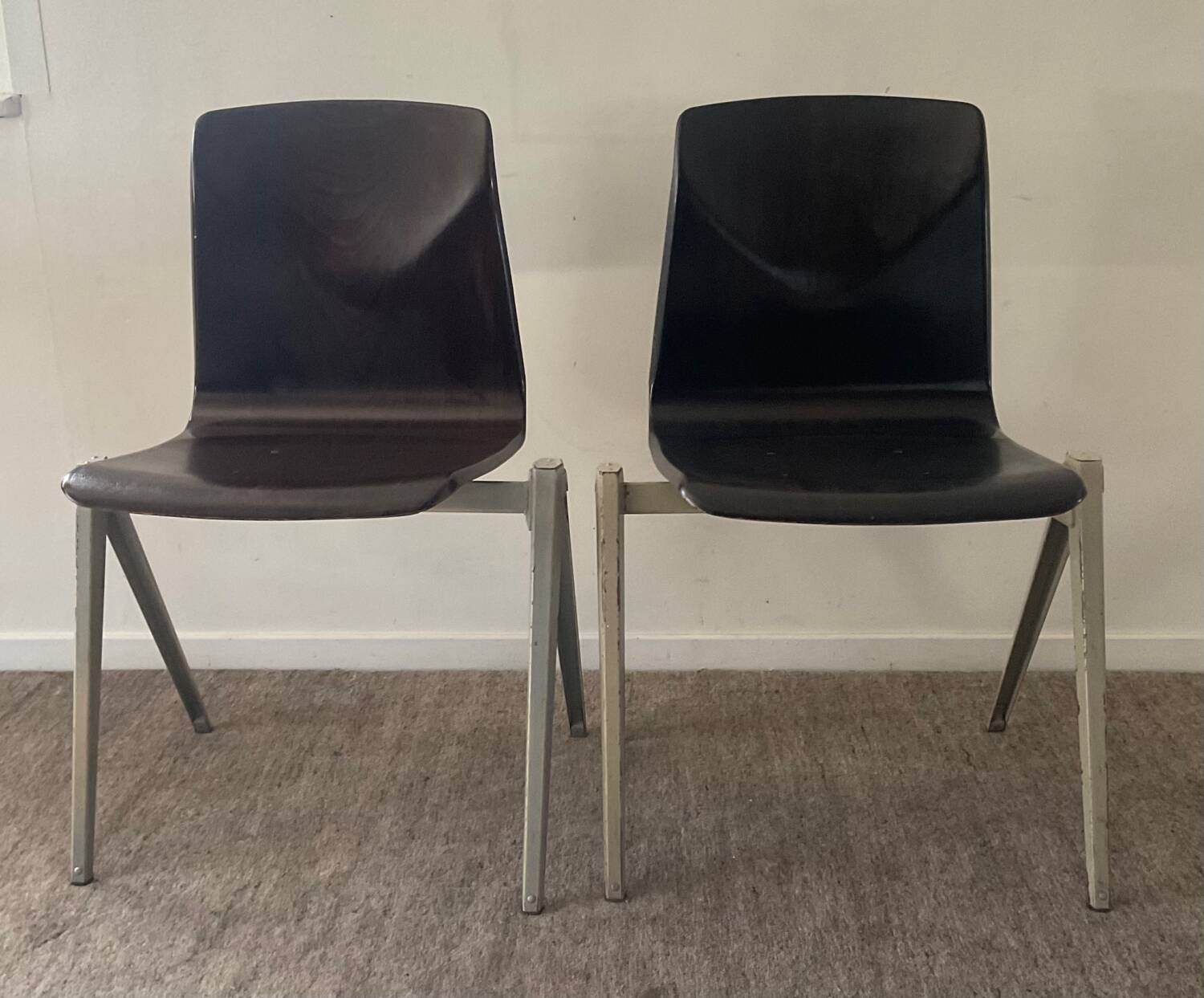 Pair of Pagholz-Germany industrial chairs from the 50s-60s