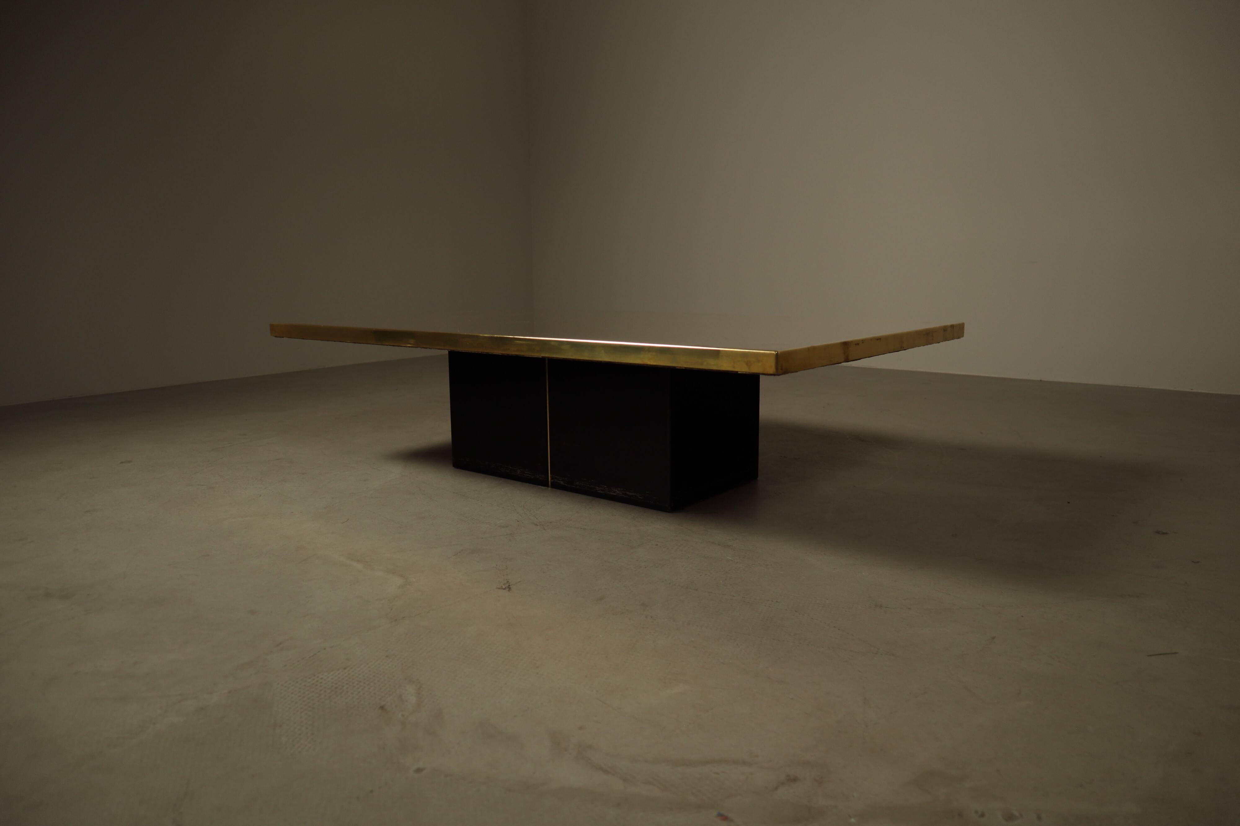 Christian Heckscher etched brass coffee table, Belgium 1970s