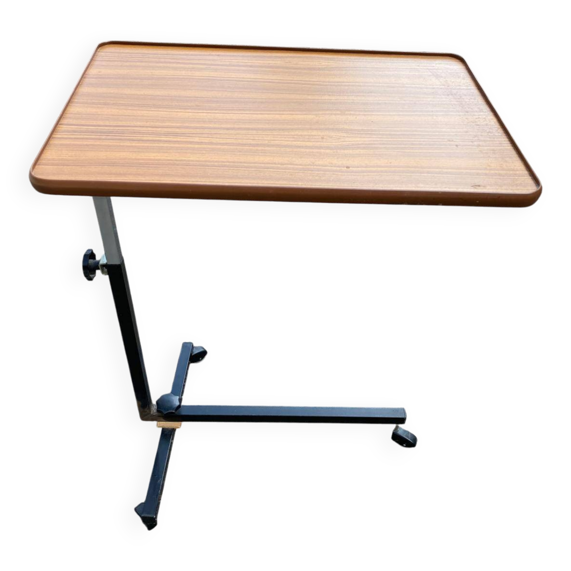 Desserte pliable et réglable en bois et acier noir