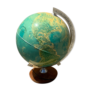 Globe vintage éclairé - ancien pied