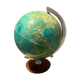 Globe vintage éclairé pied en bois monture argenté déco bureau ancien