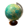 Globe vintage éclairé pied en bois monture argenté déco bureau ancien