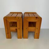 Table de chevet vintage en pin clair