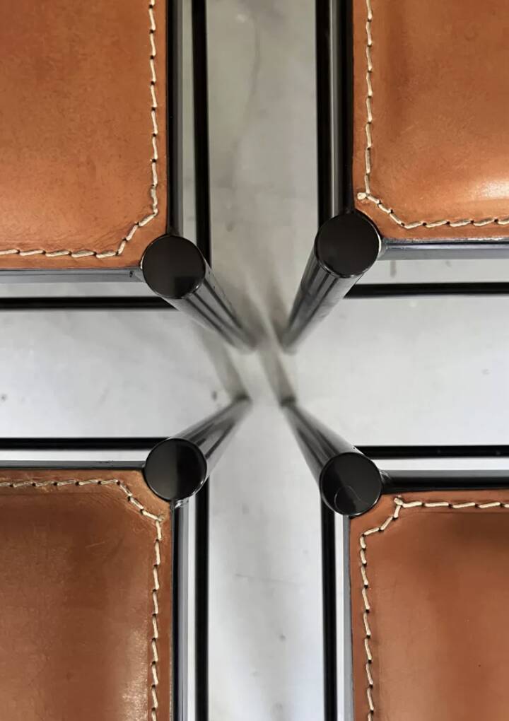 Set of 2 Italian chairs in black metal/cognac leather Arrben, Italy 1970.