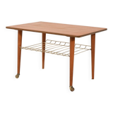 Scandinavian Teak Coffee Table with brass shelf