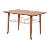 Scandinavian Teak Coffee Table with brass shelf