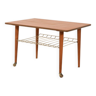 Scandinavian Teak Coffee Table with brass shelf
