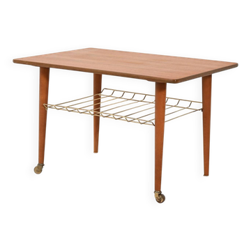 Scandinavian Teak Coffee Table with brass shelf