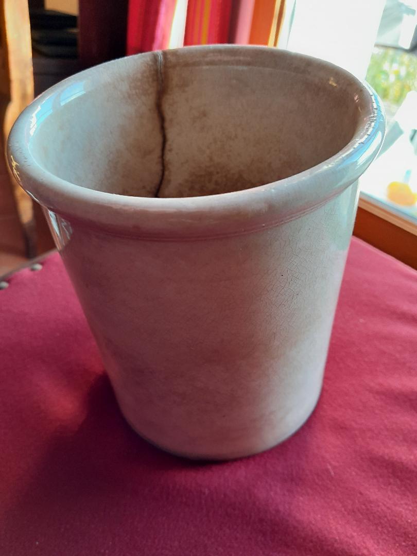 Old ceramic jar with jam creil montereau