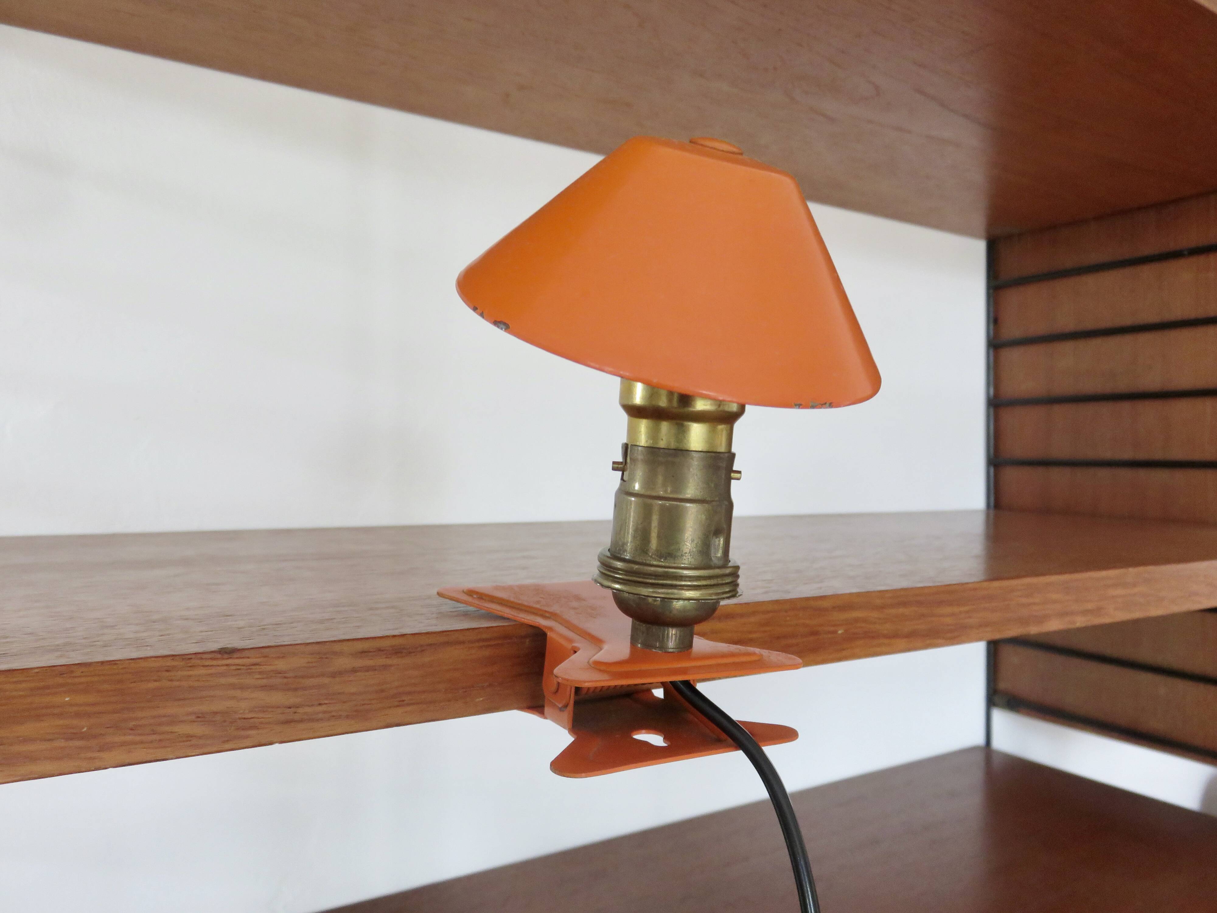 Lampe pince " champignon " orange années 60 70